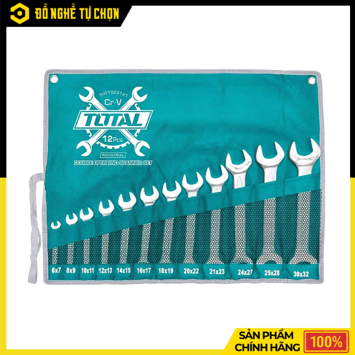 Bộ Cờ Lê Hai Đầu Miệng Total THT1023121 12 Chi Tiết 6-32mm, Thép Cr-V Bền Bỉ, Đa Năng Cho Thợ Cơ Khí | Hàng Chính Hãng, Có VAT