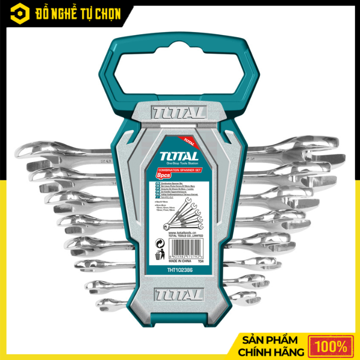 Bộ Cờ Lê 2 Đầu Miệng 8 Chi Tiết Total THT102386 (6–22mm) – Đầy Đủ Kích Thước, Chắc Chắn, Dễ Sử Dụng | Hàng Chính Hãng, Có VAT