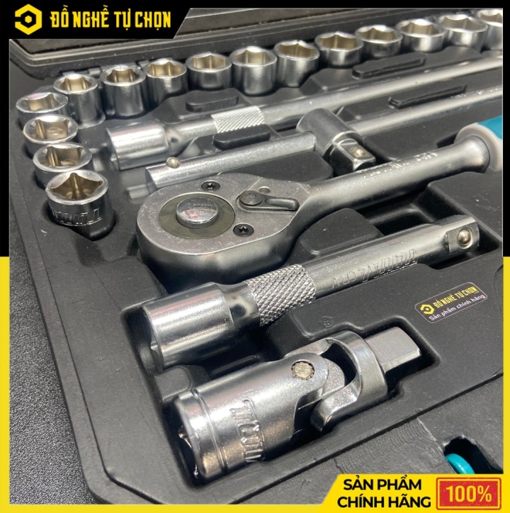 Bộ Tuýp 25 Chi Tiết Total THT121251 1/2 Inch Thép Cr-V Cao Cấp, Đầy Đủ Phụ Kiện Cho Thợ Chuyên Nghiệp | Hàng Chính Hãng, Có VAT