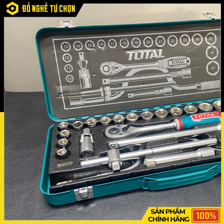 Bộ 24 đầu tuýp ( 1/2 inch ) và cần 2 chiều hiệu Total THT141253