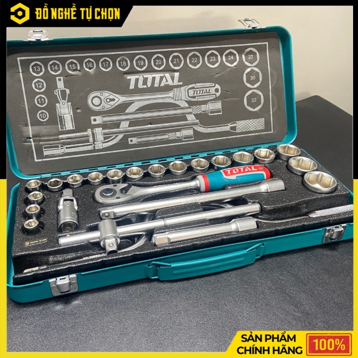 Bộ 24 đầu tuýp ( 1/2 inch ) và cần 2 chiều hiệu Total THT141253