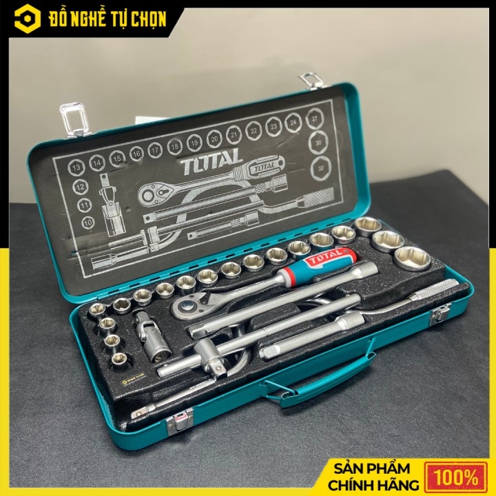 Bộ 24 đầu tuýp ( 1/2 inch ) và cần 2 chiều hiệu Total THT141253