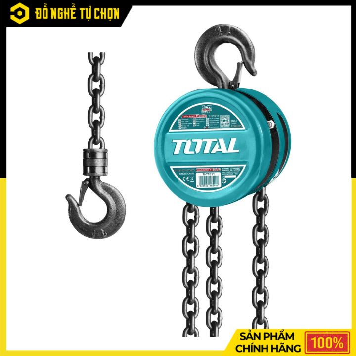 Ba Lăng Xích Total THT1611 Tải Trọng 1 Tấn Nâng Hạ Hàng Hóa An Toàn, Bền Bỉ Cho Công Trình Và Nhà Xưởng | Hàng Chính Hãng, Có VAT