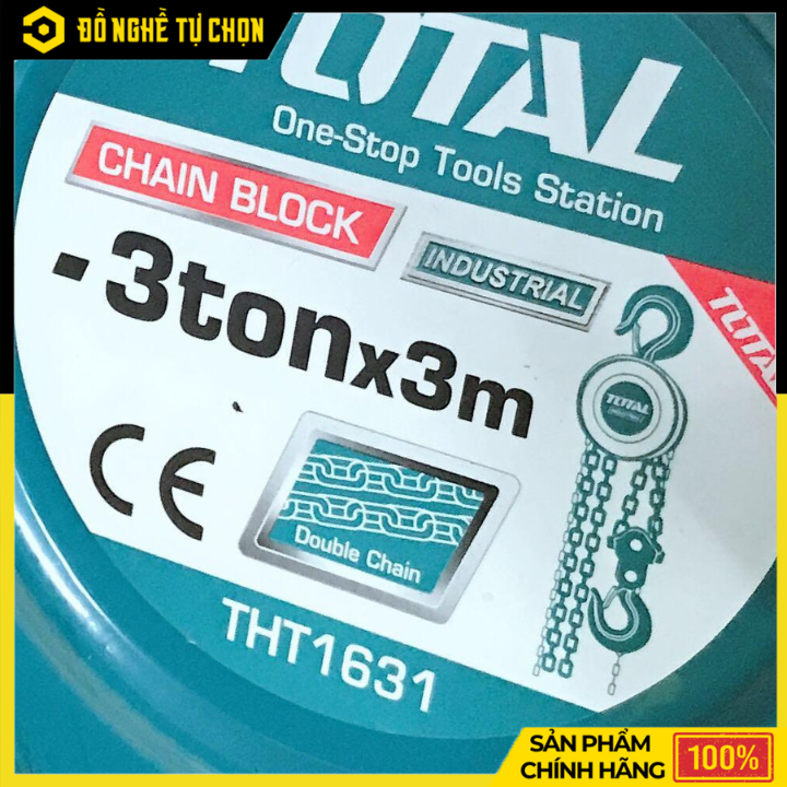 Ba Lăng Xích Total THT1631 Tải Trọng 3 Tấn Nâng Hạ Hàng Hóa Nặng An Toàn, Bền Bỉ Cho Nhà Xưởng Và Công Trình | Hàng Chính Hãng, Có VAT