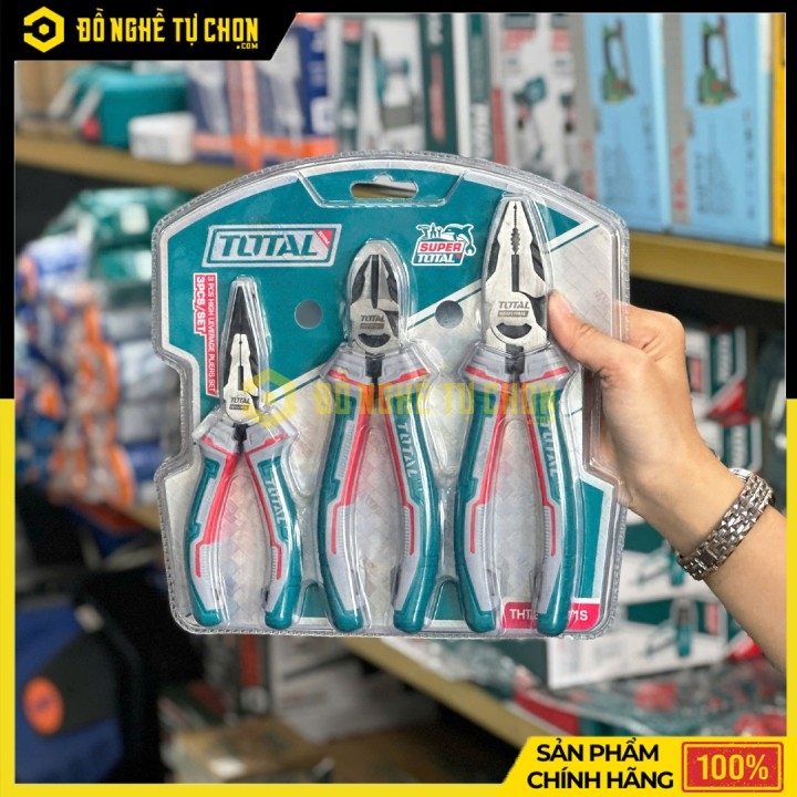Bộ 3 Kìm TOTAL THT2K0301S - Trợ Lực 30% - Chất Liệu Thép CR-V - Hàng Chính Hãng Có VAT