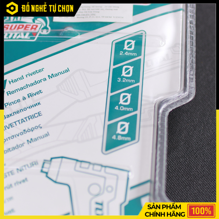 Kìm Rút Đinh Rivê Total THT32105 – 10.5 Inch – 4 Đầu Mũi (2.4–4.8mm) – Hàng Chính Hãng Có VAT