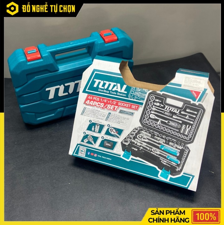 Bộ Tuýp 44 Chi Tiết Total THT421441 1/2 Inch Thép Cr-V Cao Cấp, Đầy Đủ Dụng Cụ Cho Sửa Chữa Chuyên Nghiệp | Hàng Chính Hãng, Có VAT
