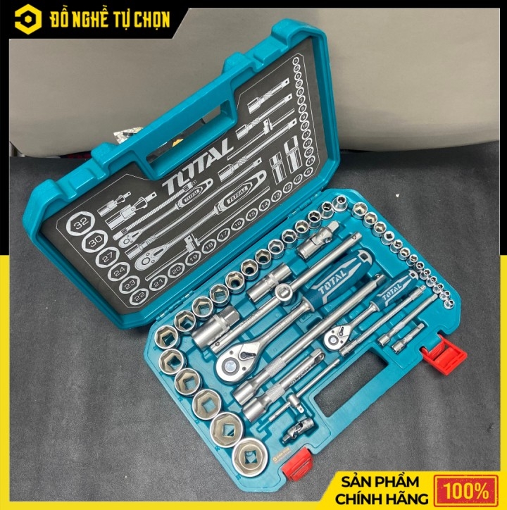 Bộ Tuýp 44 Chi Tiết Total THT421441 1/2 Inch Thép Cr-V Cao Cấp, Đầy Đủ Dụng Cụ Cho Sửa Chữa Chuyên Nghiệp | Hàng Chính Hãng, Có VAT