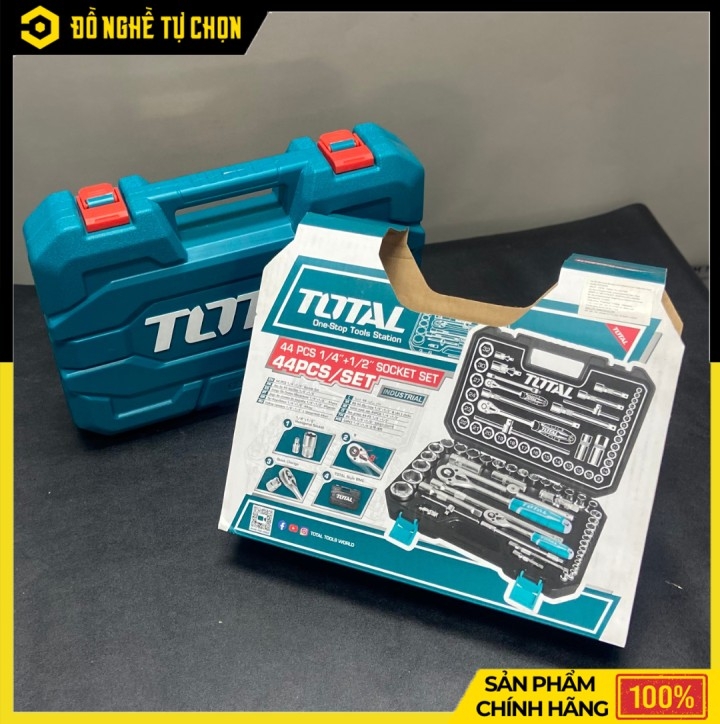 Bộ Tuýp 44 Chi Tiết Total THT421441 1/2 Inch Thép Cr-V Cao Cấp, Đầy Đủ Dụng Cụ Cho Sửa Chữa Chuyên Nghiệp | Hàng Chính Hãng, Có VAT
