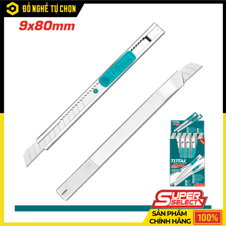 Dao Rọc Giấy 135mm Total THT5110906 – Khóa Tự Động, Lưỡi Sắc Bền | Hàng Chính Hãng, Có VAT