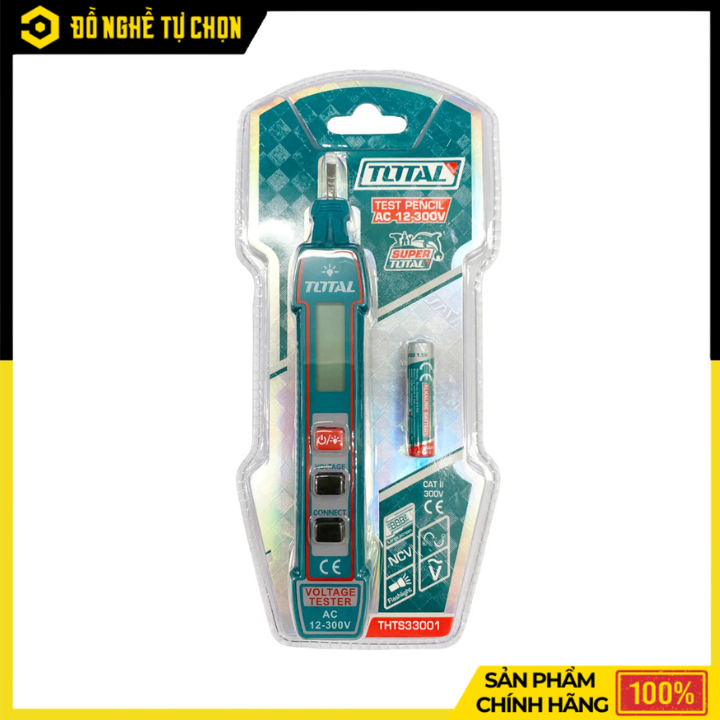 Bút Thử Điện Total THTS33001 AC 12-300V Màn Hình LCD | Hàng Chính Hãng, Có VAT
