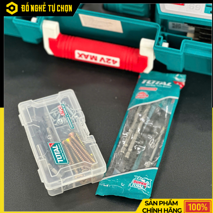 Máy khoan búa không chổi than dùng pin 42V Total TIDLI426981