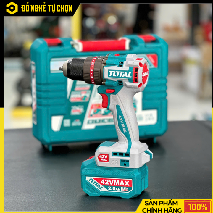 Máy khoan búa không chổi than dùng pin 42V Total TIDLI426981