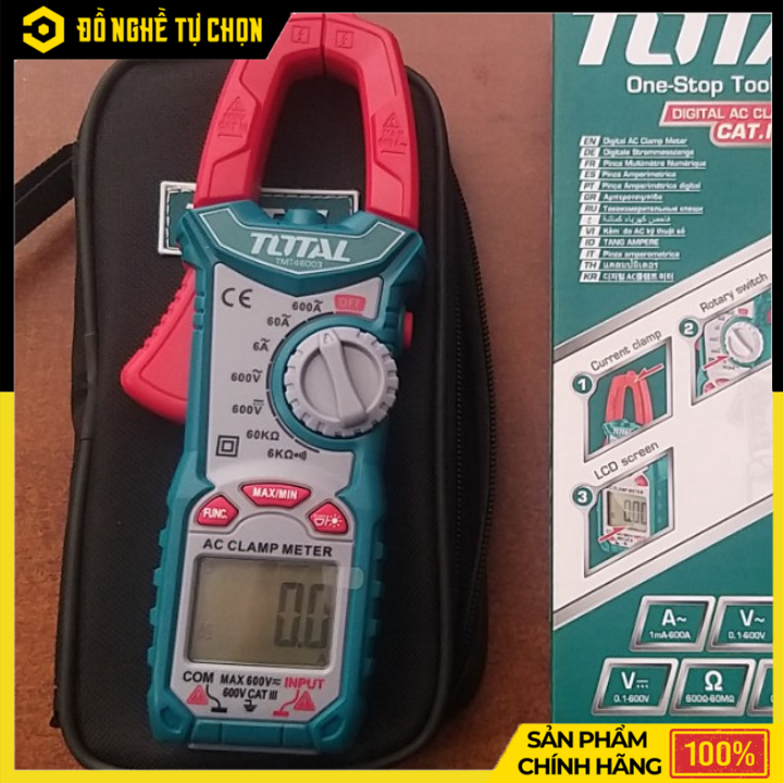 Kìm Đo AC Kỹ Thuật Số Total TMT46003 Đo Dòng Điện Chính Xác, Màn Hình LCD Rõ Nét, An Toàn Khi Sử Dụng | Hàng Chính Hãng, Có VAT