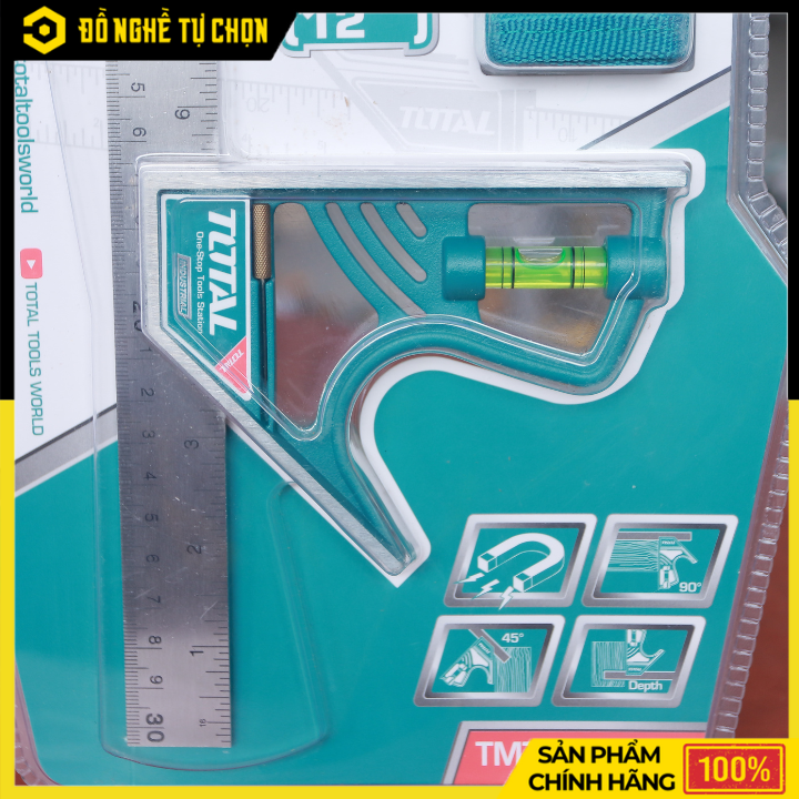 Thước Vuông Kết Hợp Total TMT653005 – 300mm (12”) – Lưỡi Inox Chống Gỉ – Có Nút Khóa Từ Tính – Hàng Chính Hãng Có VAT