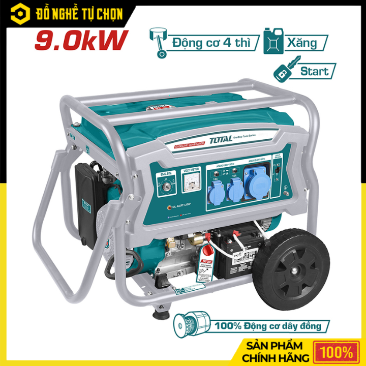 MÁY PHÁT ĐIỆN DÙNG XĂNG 9.0KW TOTAL TP190006 – CÔNG SUẤT LỚN, VẬN HÀNH ÊM, ĐÁNG TIN CẬY