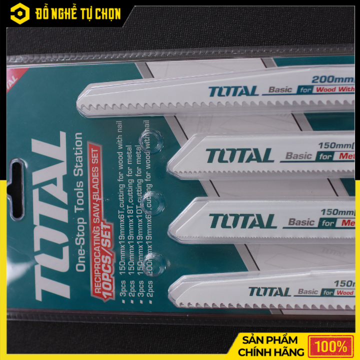 Bộ Lưỡi Cưa Kiếm Total TRSB1001 – 10 Lưỡi Bi-Metal – Cắt Gỗ Có Đinh & Kim Loại – Hàng Chính Hãng Có VAT
