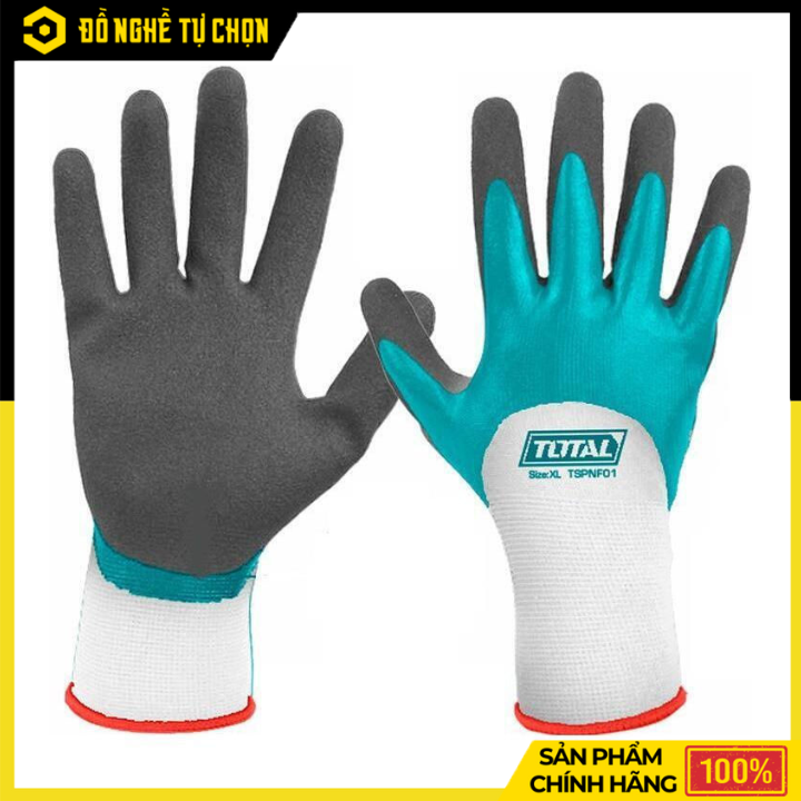 Găng Tay Phủ Nitrile Chống Dầu Total TSPNF01 Size XL – Bám Chắc, An Toàn Khi Làm Việc | Hàng Chính Hãng, Có VAT
