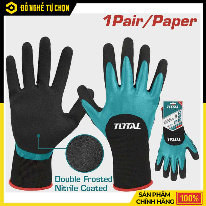 Găng Tay Phủ Nitrile Chống Dầu Total TSPNF01 Size XL – Bám Chắc, An Toàn Khi Làm Việc | Hàng Chính Hãng, Có VAT