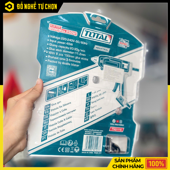 Máy Bắn Keo Total TT401116 – 45W – Kèm 8 Que Keo – Hàng Chính Hãng Có VAT