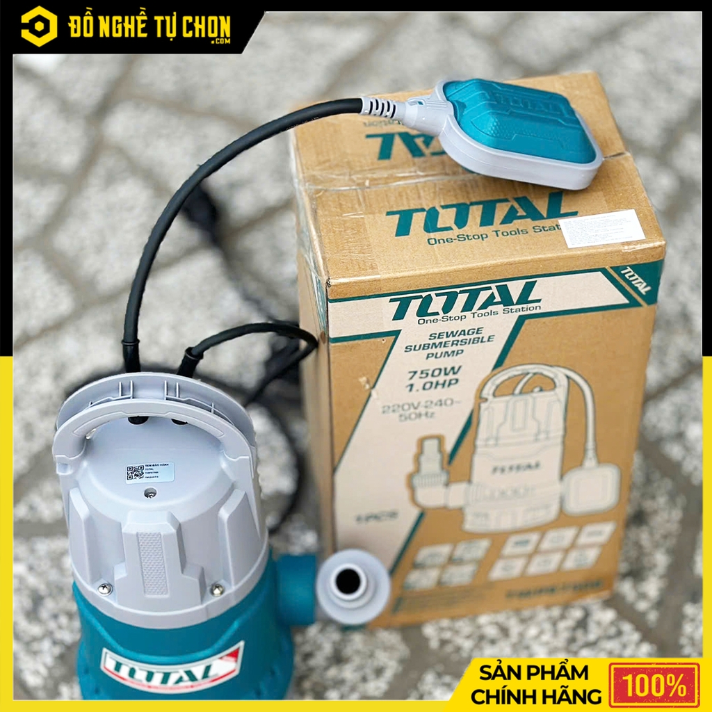 Máy Bơm Chìm Nước Thải 750W Total TWP87506 – Xử Lý Nước Thải Mạnh Mẽ - Hàng Chính Hãng, Có VAT