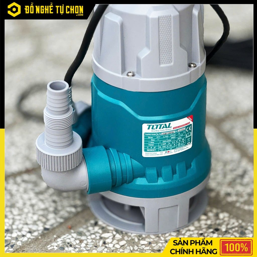 Máy Bơm Chìm Nước Thải 750W Total TWP87506 – Xử Lý Nước Thải Mạnh Mẽ - Hàng Chính Hãng, Có VAT