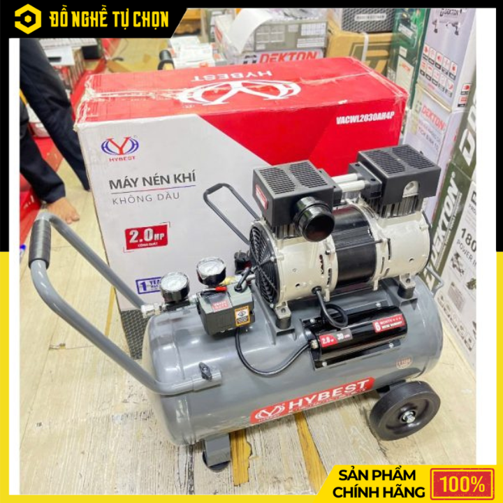 Máy Nén Khí Không Dầu Hybest VACWL2030AH4P 30L – 2HP, 9.3 Bar, Độ Ồn Thấp | Hàng Chính Hãng, Có VAT