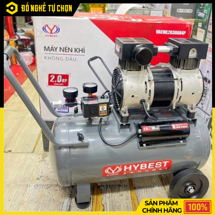 Máy Nén Khí Không Dầu Hybest VACWL2030AH4P 30L – 2HP, 9.3 Bar, Độ Ồn Thấp | Hàng Chính Hãng, Có VAT