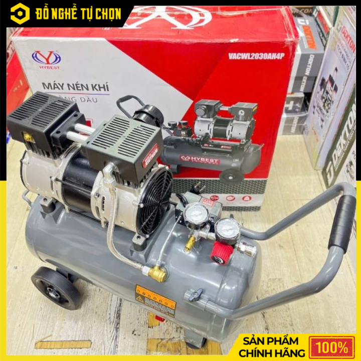 Máy Nén Khí Không Dầu Hybest VACWL2030AH4P 30L – 2HP, 9.3 Bar, Độ Ồn Thấp | Hàng Chính Hãng, Có VAT