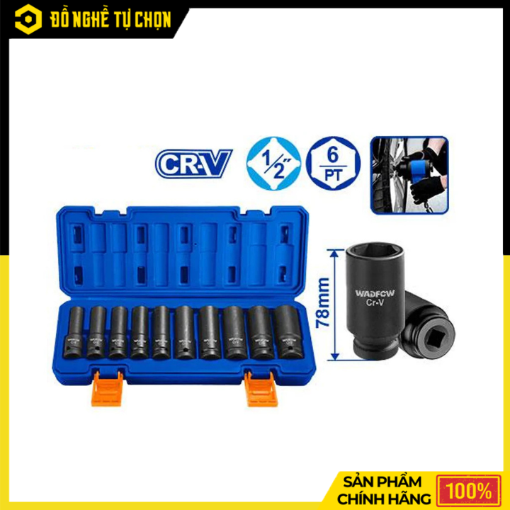 Bộ 10 Đầu Tuýp 1/2 Inch Wadfow WMS2D02 Thép Cr-V Chịu Lực Cao, Tháo Lắp Chính Xác Và Nhanh Chóng | Hàng Chính Hãng, Có VAT