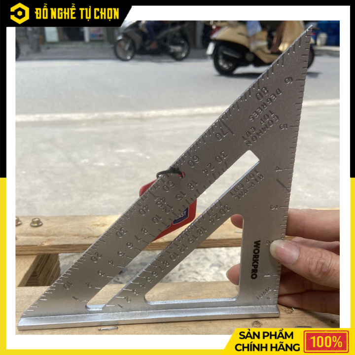 Thước Đo Góc Vuông Hình Tam Giác Workpro WP264007 180mm Bằng Nhôm Đúc Chính Xác Cao, Bền Bỉ Cho Thợ Mộc | Hàng Chính Hãng, Có VAT