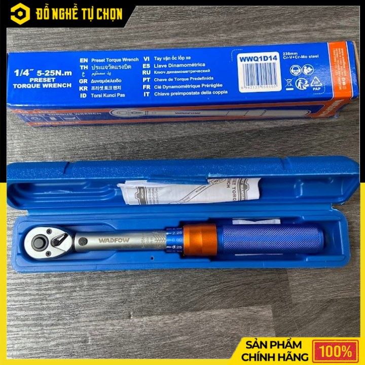 Cần Siết Lực 1/4 Inch Wadfow WWQ1D14 Dải Lực 5-25Nm Chính Xác Cao, Chuyên Dụng Cho Cơ Khí & Bảo Trì | Hàng Chính Hãng, Có VAT