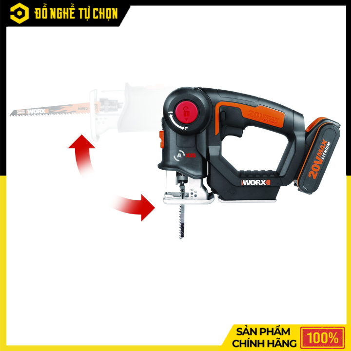 Máy Cưa Lọng Đa Năng Dùng Pin Li-ion 20V Worx WX550 – 2 Trong 1 Linh Hoạt, Cắt Mạnh Mẽ | Hàng Chính Hãng, Có VAT