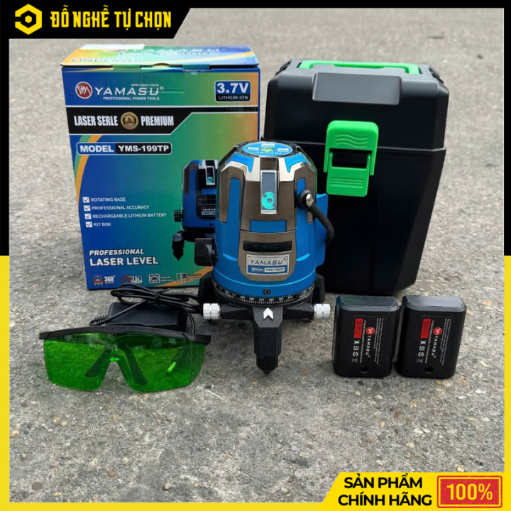 Máy Cân Mực Laser 5 Tia Xanh Yamasu YMS-199TP Siêu Sáng 25m | Hàng Chính Hãng, Có VAT