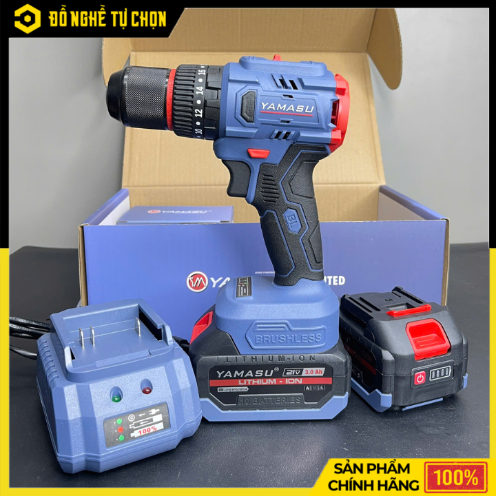 Máy Khoan Vít Pin 21V YAMASU YMS-M13 – Không Chổi Than – Lực Siết 70Nm – 20 Cấp Siết – Đầu Kẹp Ø13mm – 2 Pin – Hàng Chính Hãng Có VAT