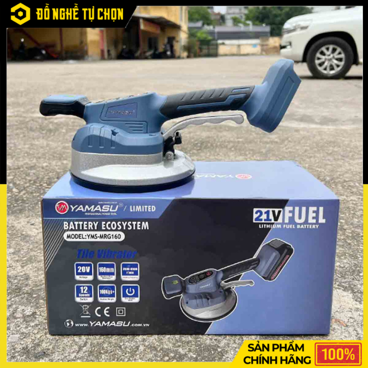 Máy Hít Rung Gạch Yamasu YMS-MRG160 Pin 21V Mặt Hít 160mm, 12 Cấp Độ Rung, Nâng Tải 100kg | Hàng Chính Hãng, Có VAT