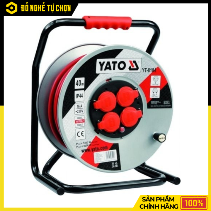 Cuộn Dây Điện Rulo Lõi Đồng Yato YT-8106 16A Dài 30m, Chống Quá Tải, Chuẩn IP44 Bền Bỉ | Hàng Chính Hãng, Có VAT