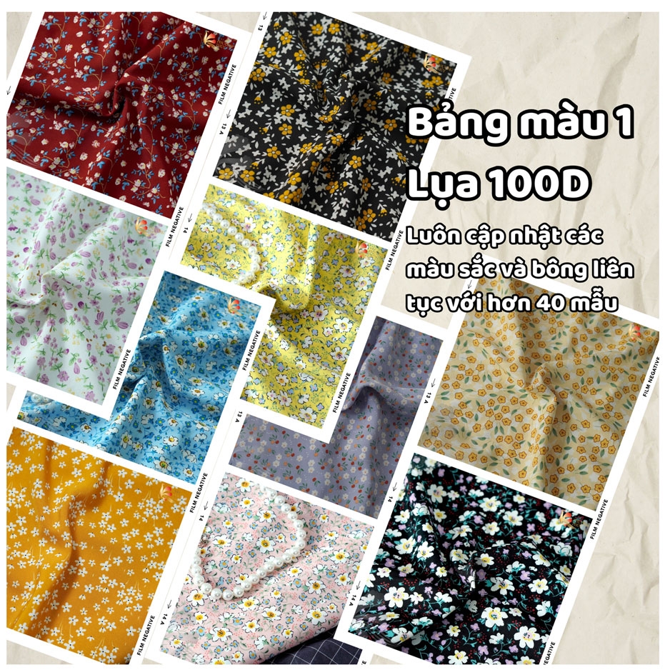 Vải Lụa nhật 100D hoa nhí Phượng Thúy khổ 1m50 | Vải may đồ bộ