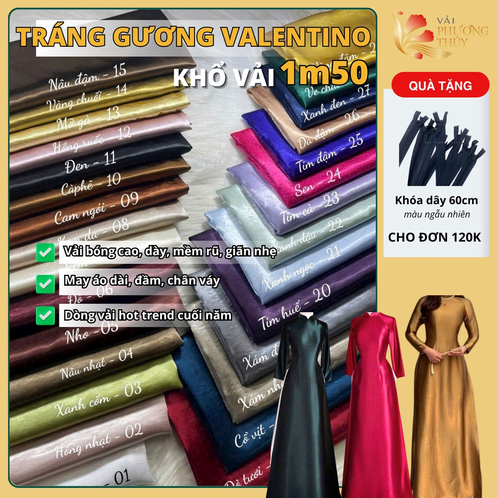 Vải lụa tráng gương Valentino Phượng Thúy