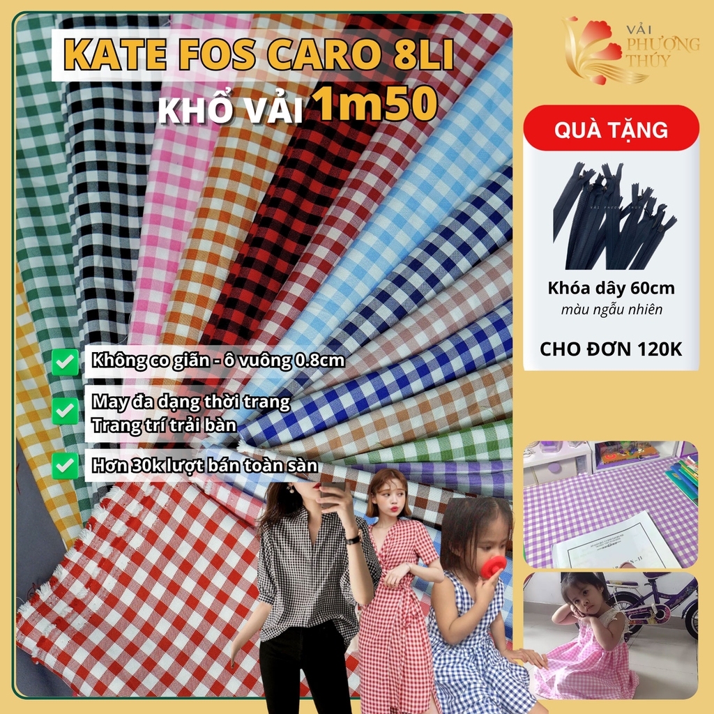 Vải kate fos caro 8 li Phượng Thúy khổ 1m50