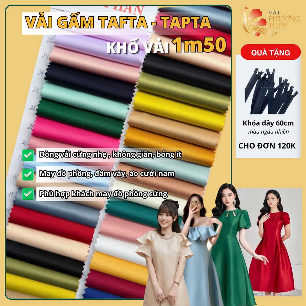 Vải Gấm Tafta Phượng Thúy khổ 1m50 | Vải may áo dài, đồ cưới