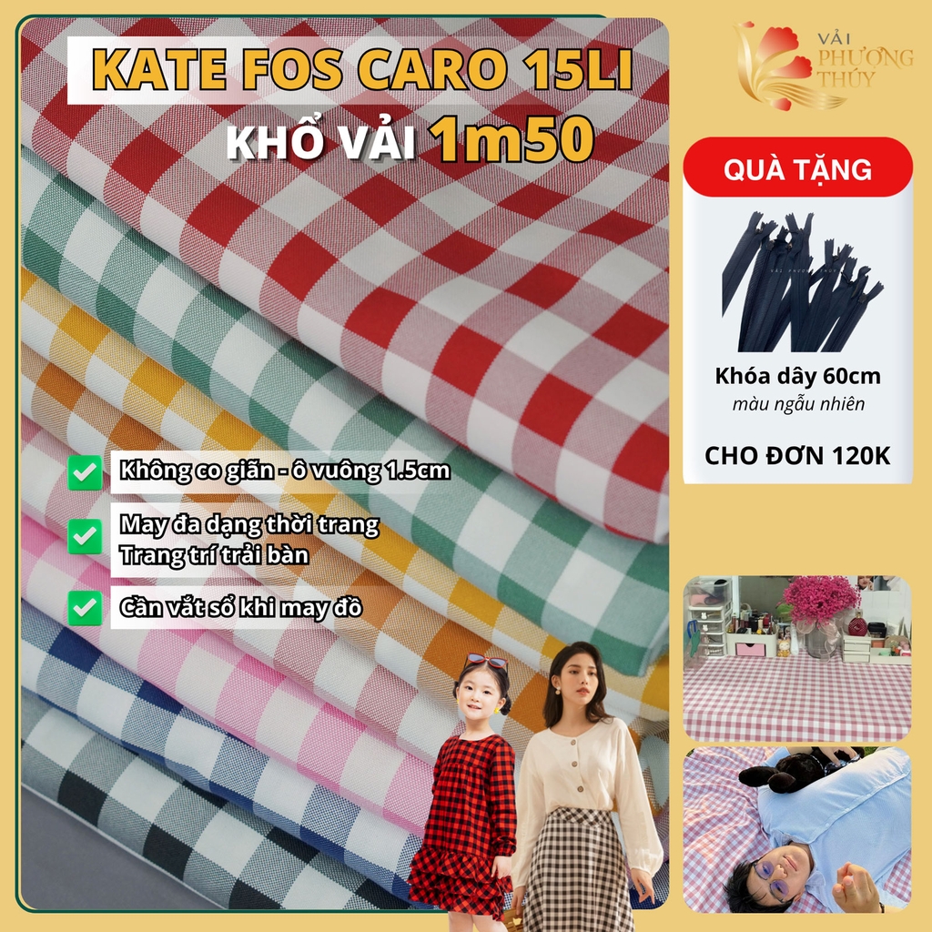 Vải kate fos caro 15 li Phượng Thúy khổ 1m50