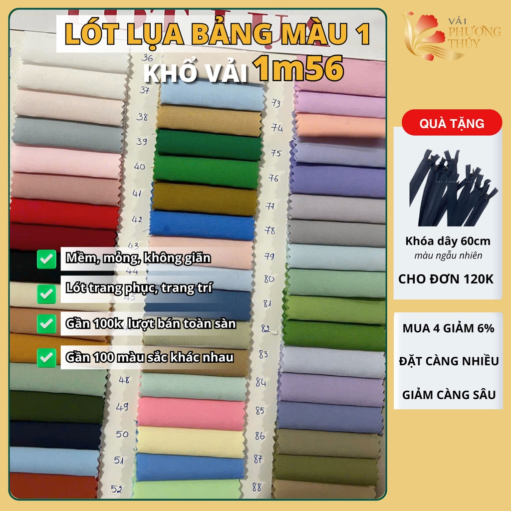 Vải lót lụa Phượng Thúy khổ 1m50