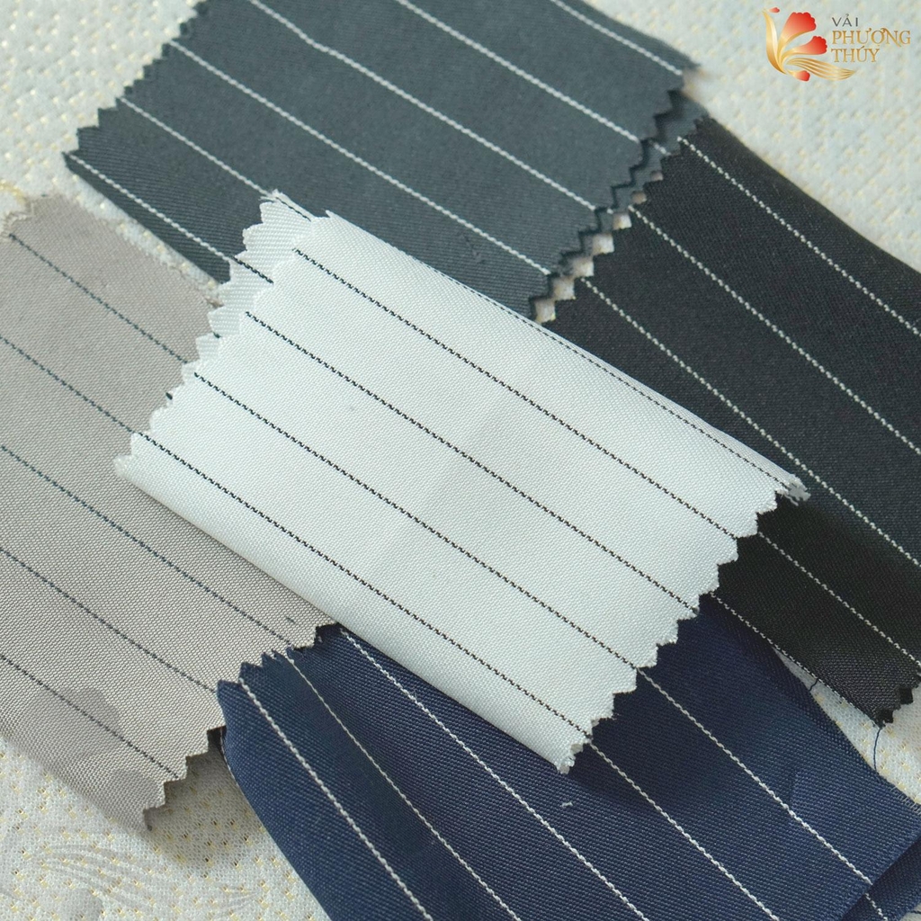 Vải kẻ sọc thêu Phượng Thúy khổ 1m50