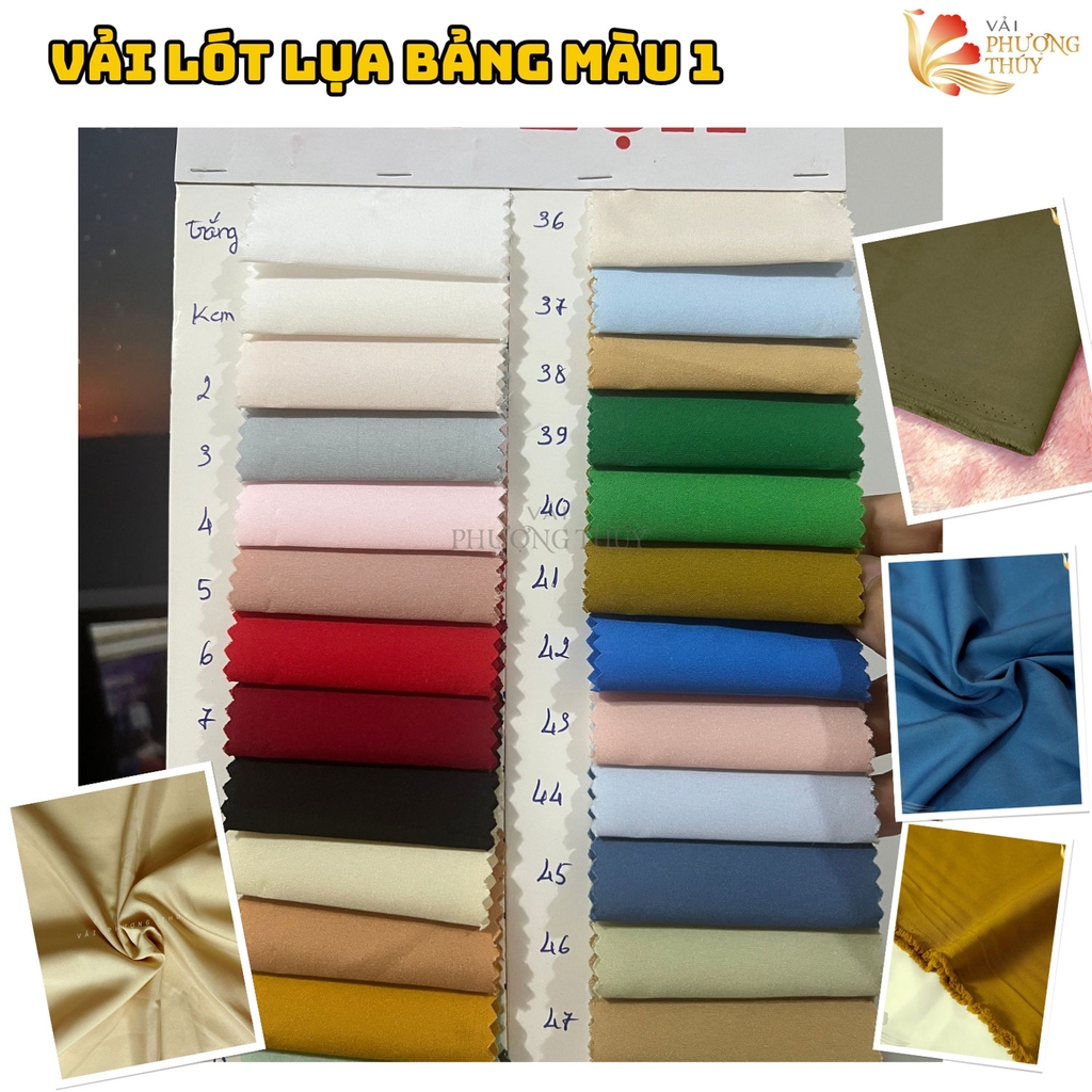 Vải lót lụa Phượng Thúy khổ 1m50 - vải trơn lót áo dài, đầm váy