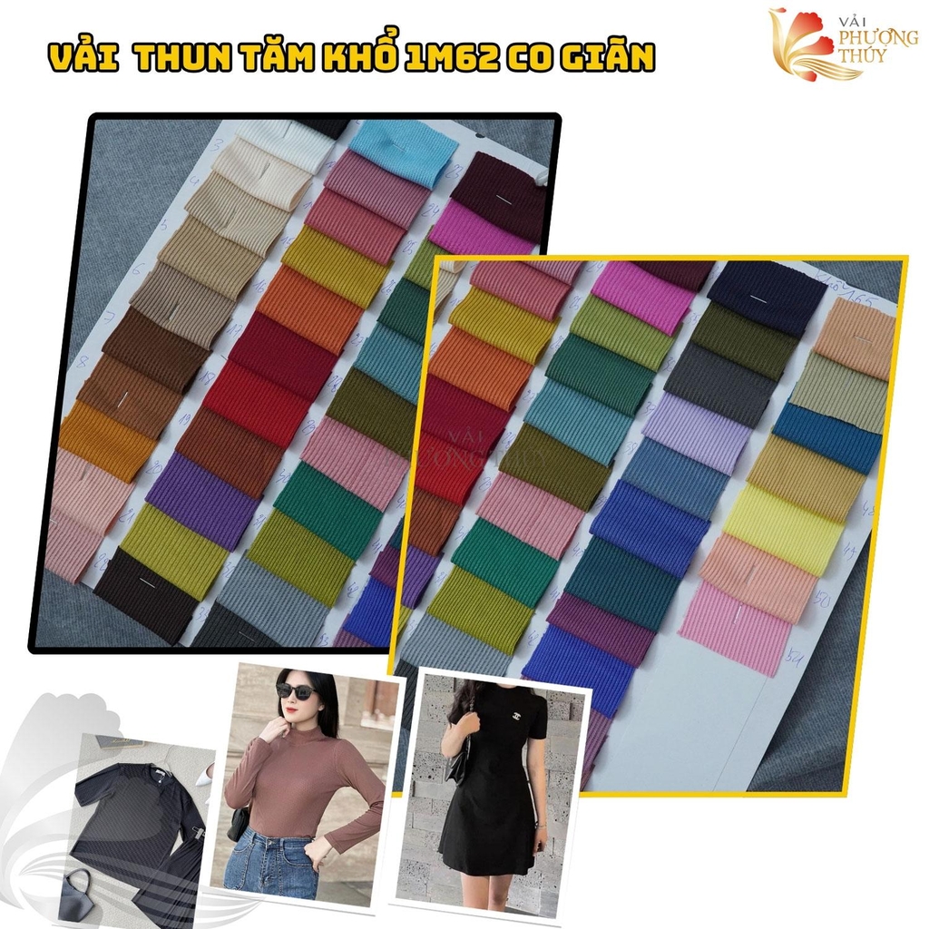Vải thun tăm Phượng Thuý khổ vải 1m62