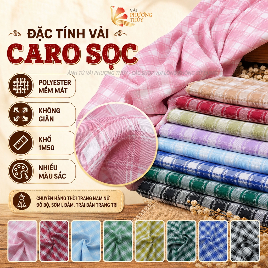 Vải kate caro sọc Phượng Thúy