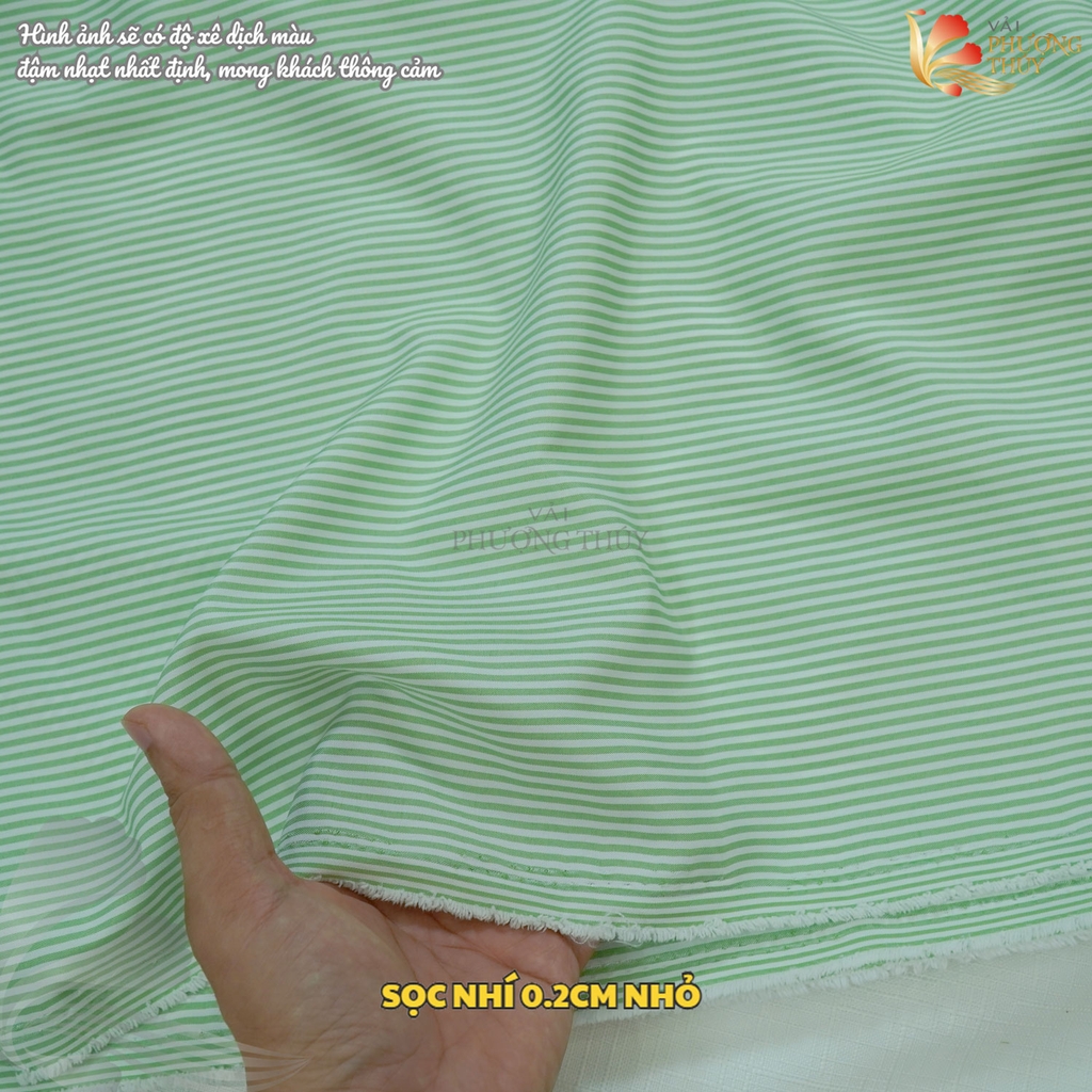 Vải kate sọc ngang Phượng Thuý khổ 1m50