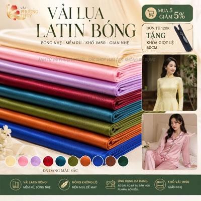 Vải lụa Latin trơn Phượng Thúy khổ 1m50
