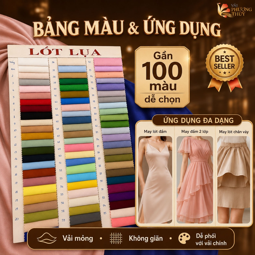 Vải lót lụa Phượng Thúy khổ 1m50